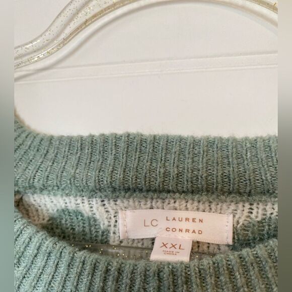 LC Lauren Conrad Green Polka Dot Sweater - Picture 3 of 7